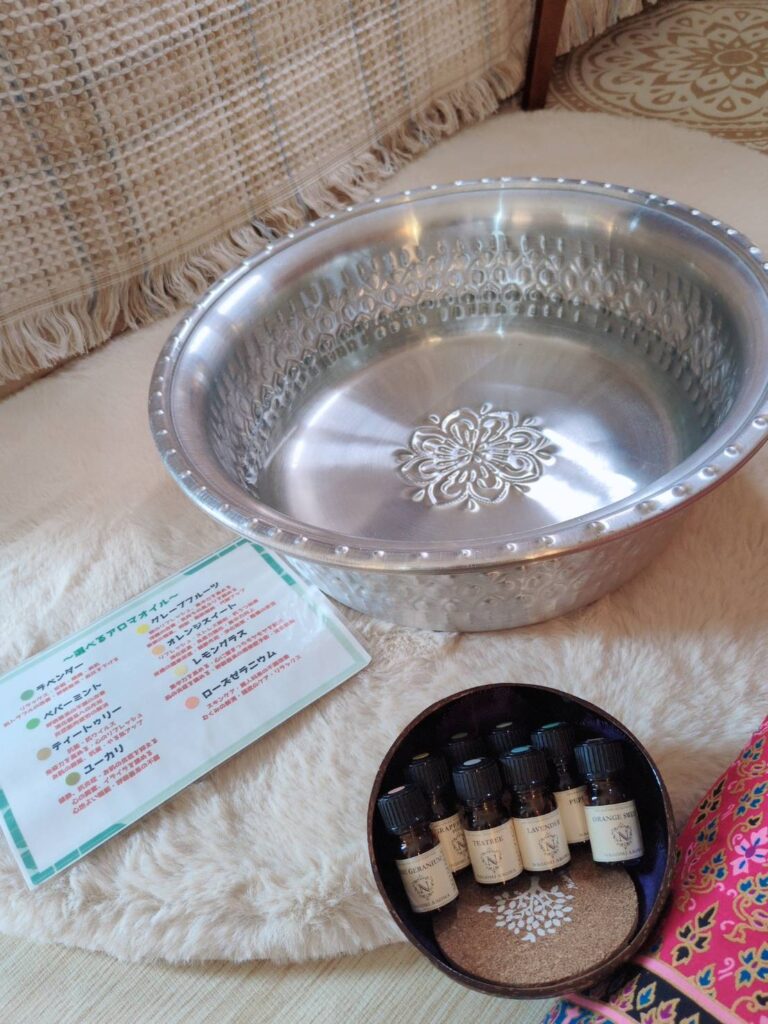 香りがセレクトできる足湯